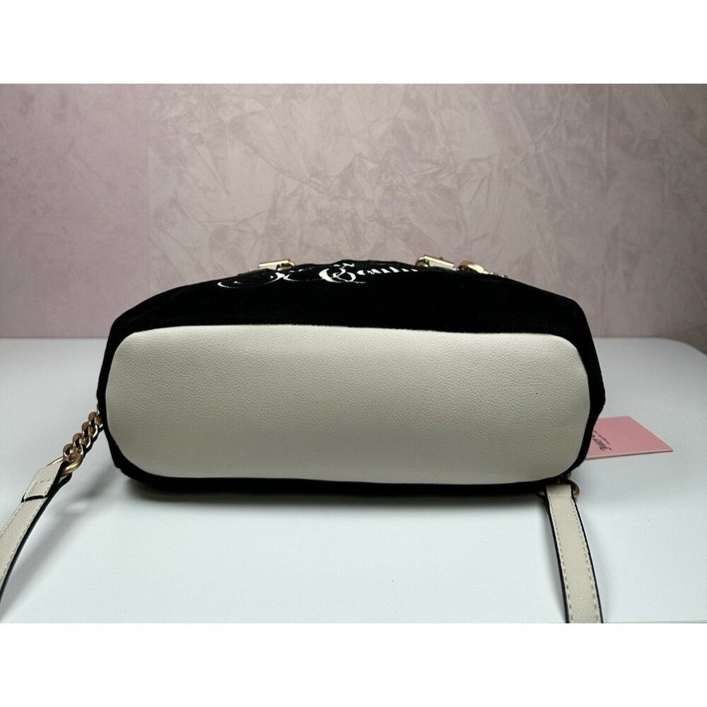 Juicy Couture The Key to Juicy Black Velour Dome Satchel Crossbody Purse - Picture 12 of 14